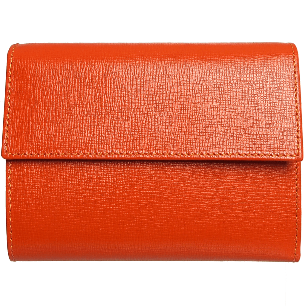 5 Credit Card Saffiano Leather TriFold Wallet Orange | 72 Smalldive
