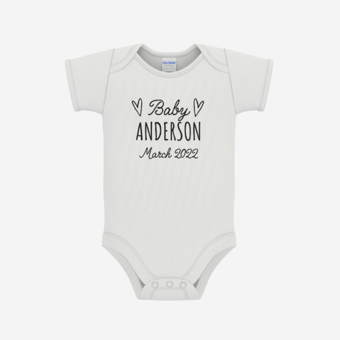 Personalised Baby Onesie - Hearts & Due Date