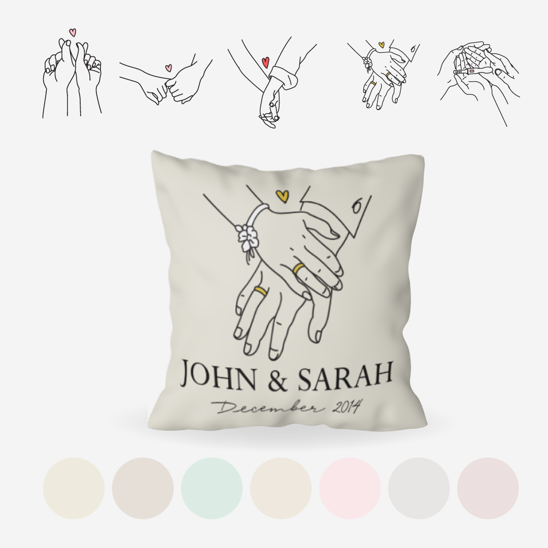 Personalised Cushion Cover - Couple Holding Hands | 5 designs!