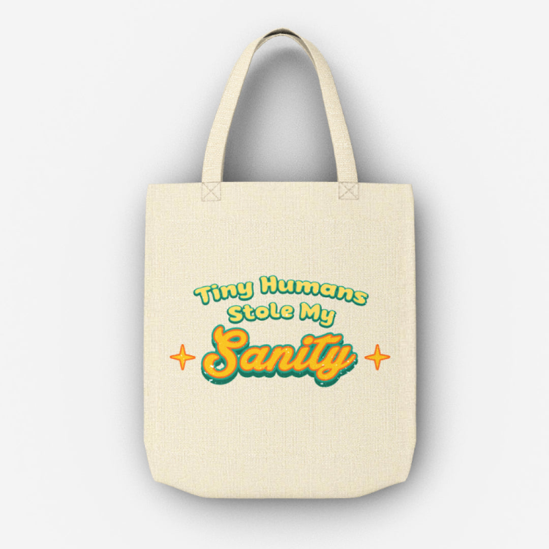 Tiny Humans Stole My Sanity Linen Tote Bag | Yellow Octopus