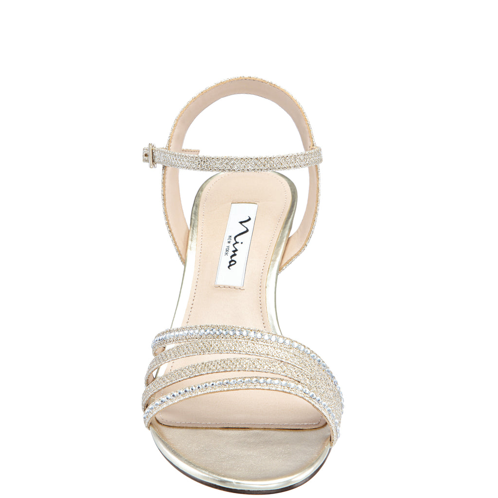 Womens Nelena Soft Platino Textured Metallic Low-heel Dress Sandal ...