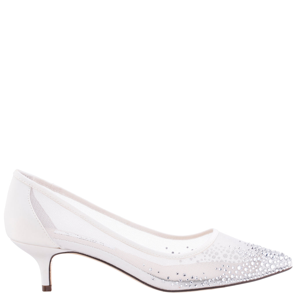 Womens Sofie Ivory Low-heel Pointy-toe Classic Dress Pump | Nina Shoes