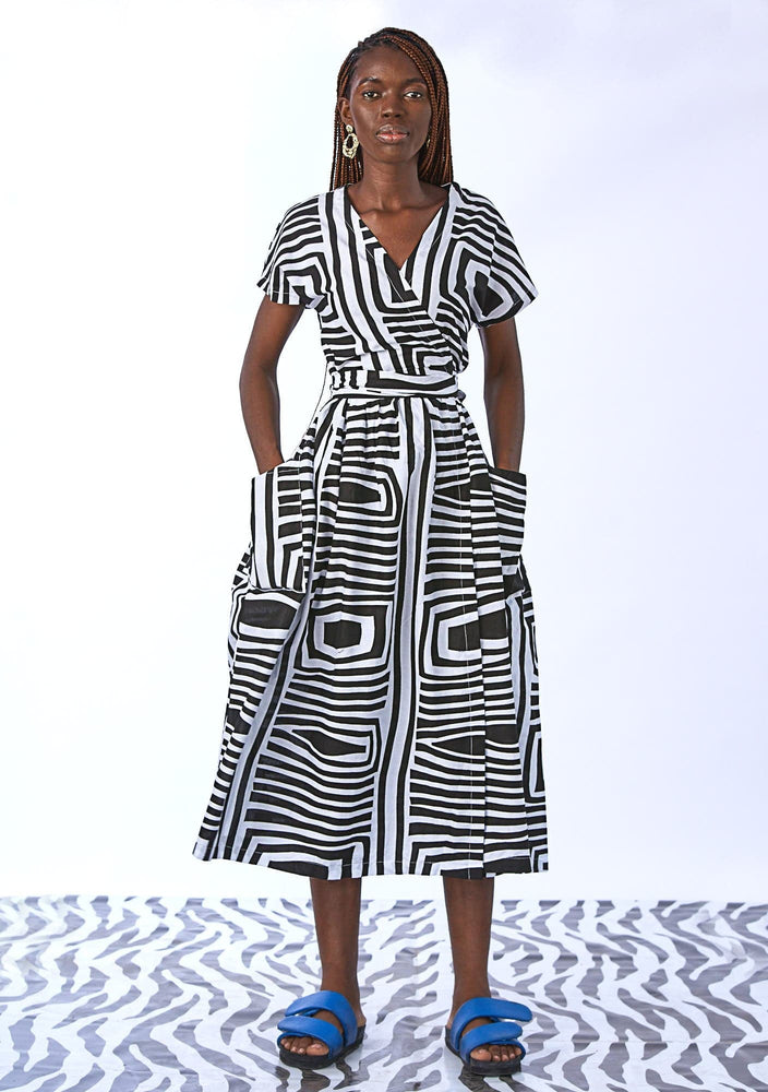 Midi Wrap Dress - Monochrome – YEVU