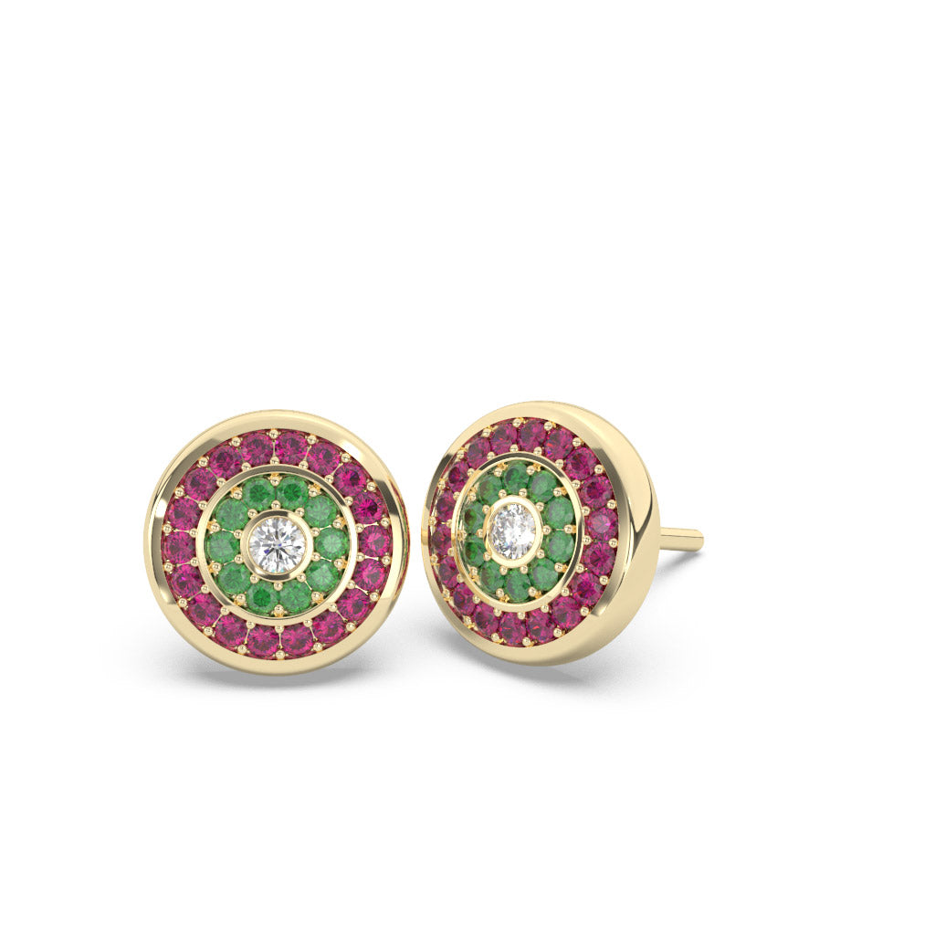 Emerald Diamond Ruby Earrings