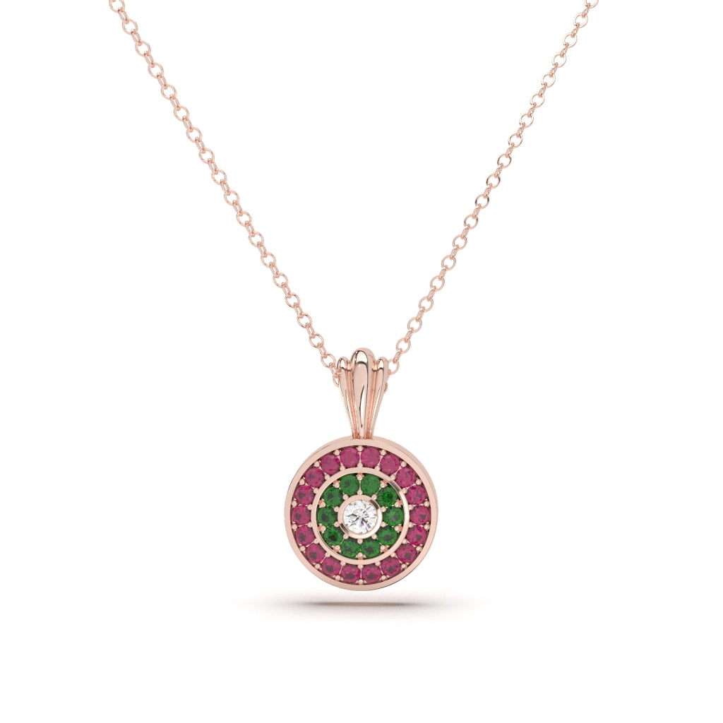 Ruby Emerald and Diamond Necklace