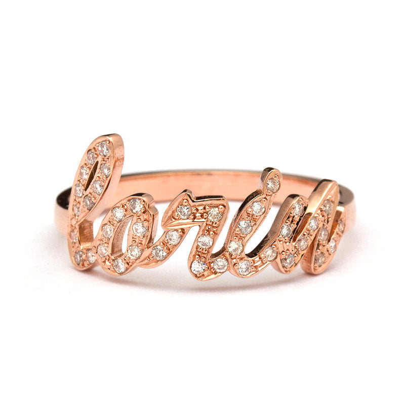 Personalized Name  Ring  Gold  with Diamonds  JULIET OLIVER