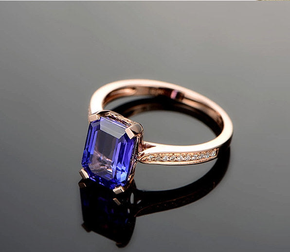  14k rose gold tanzanite engagement ring 