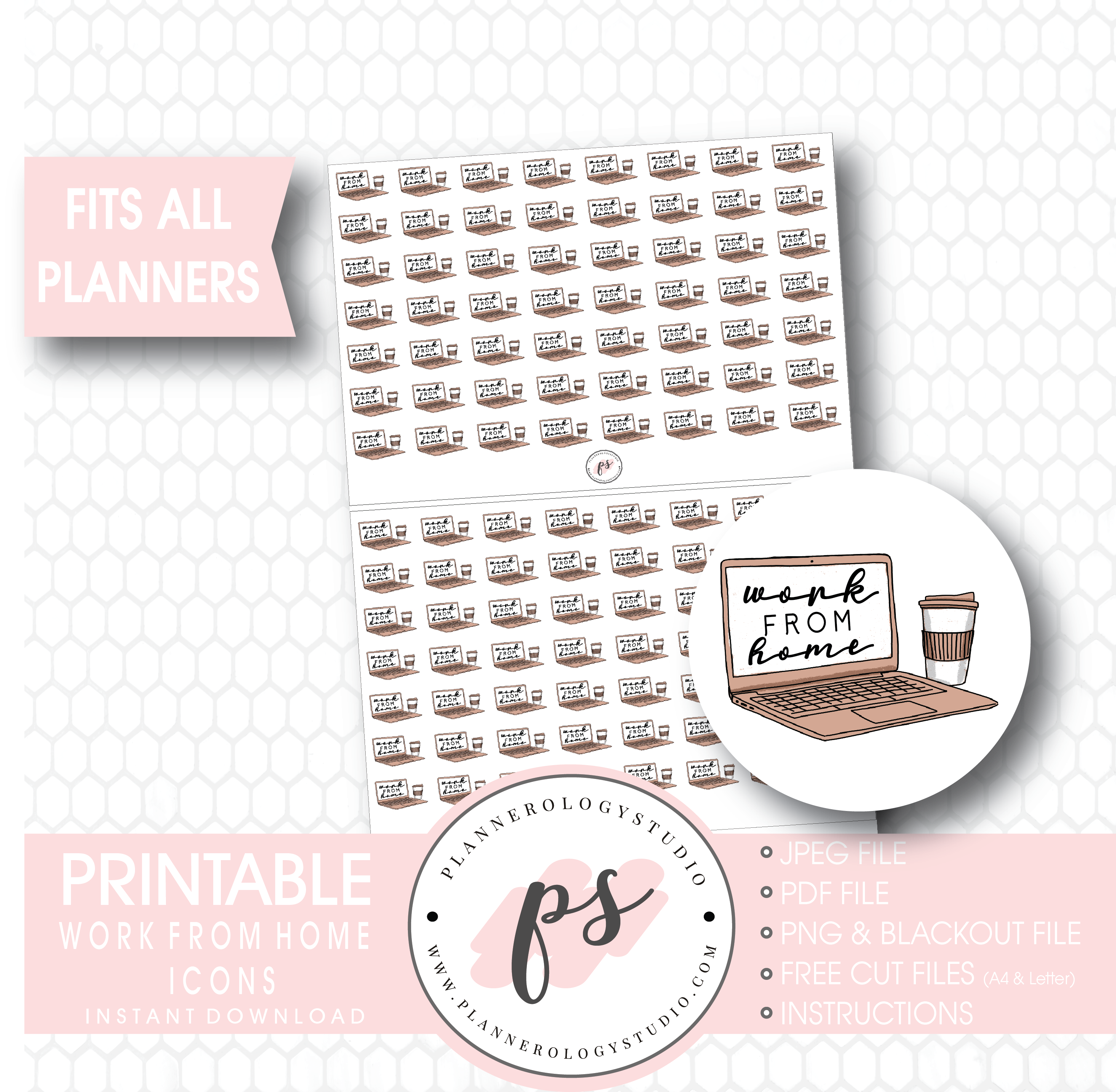 Work From Home Bujo Script & Icons Digital Printable Planner Stickers –  Plannerologystudio