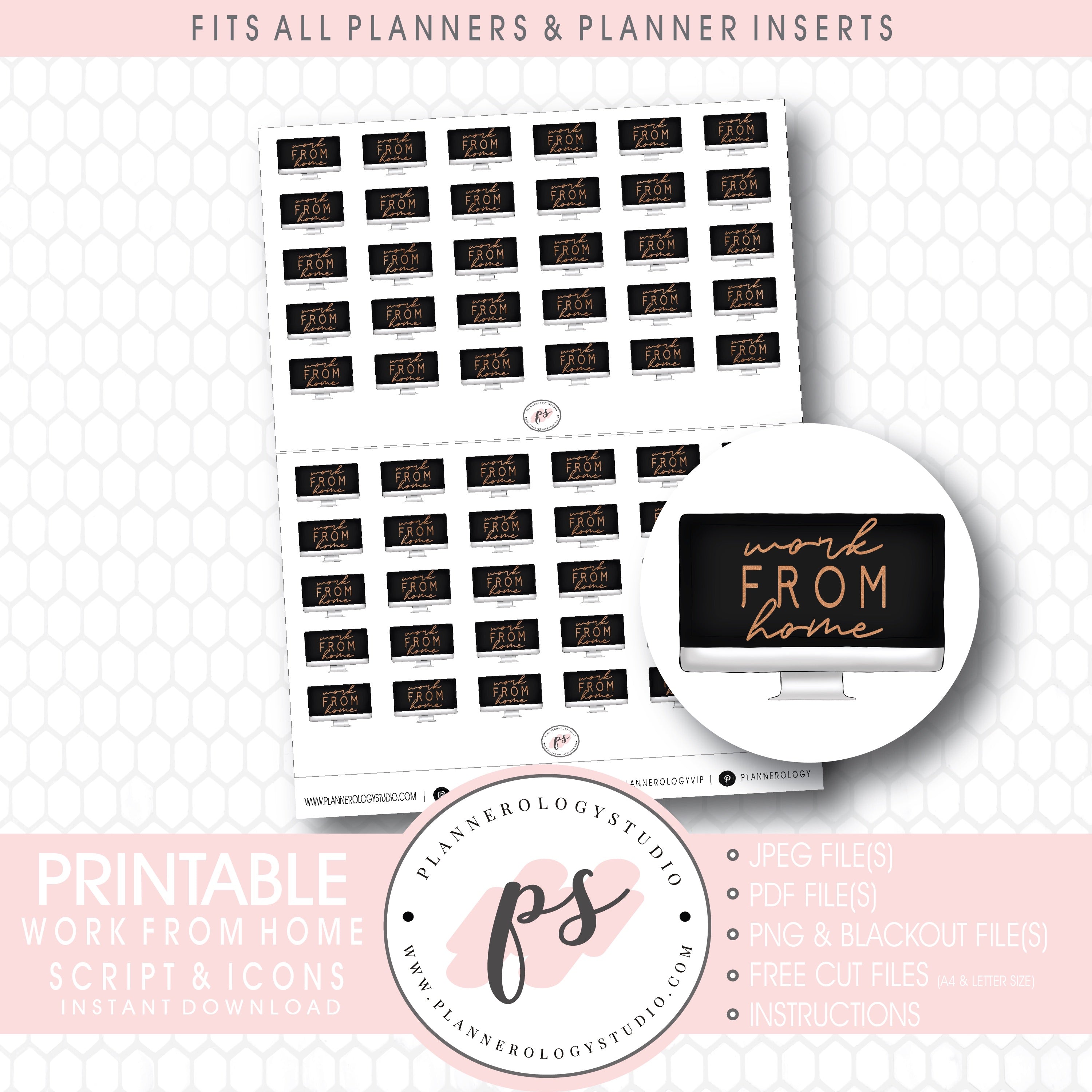 Work From Home Icon Digital Printable Planner Stickers – Plannerologystudio
