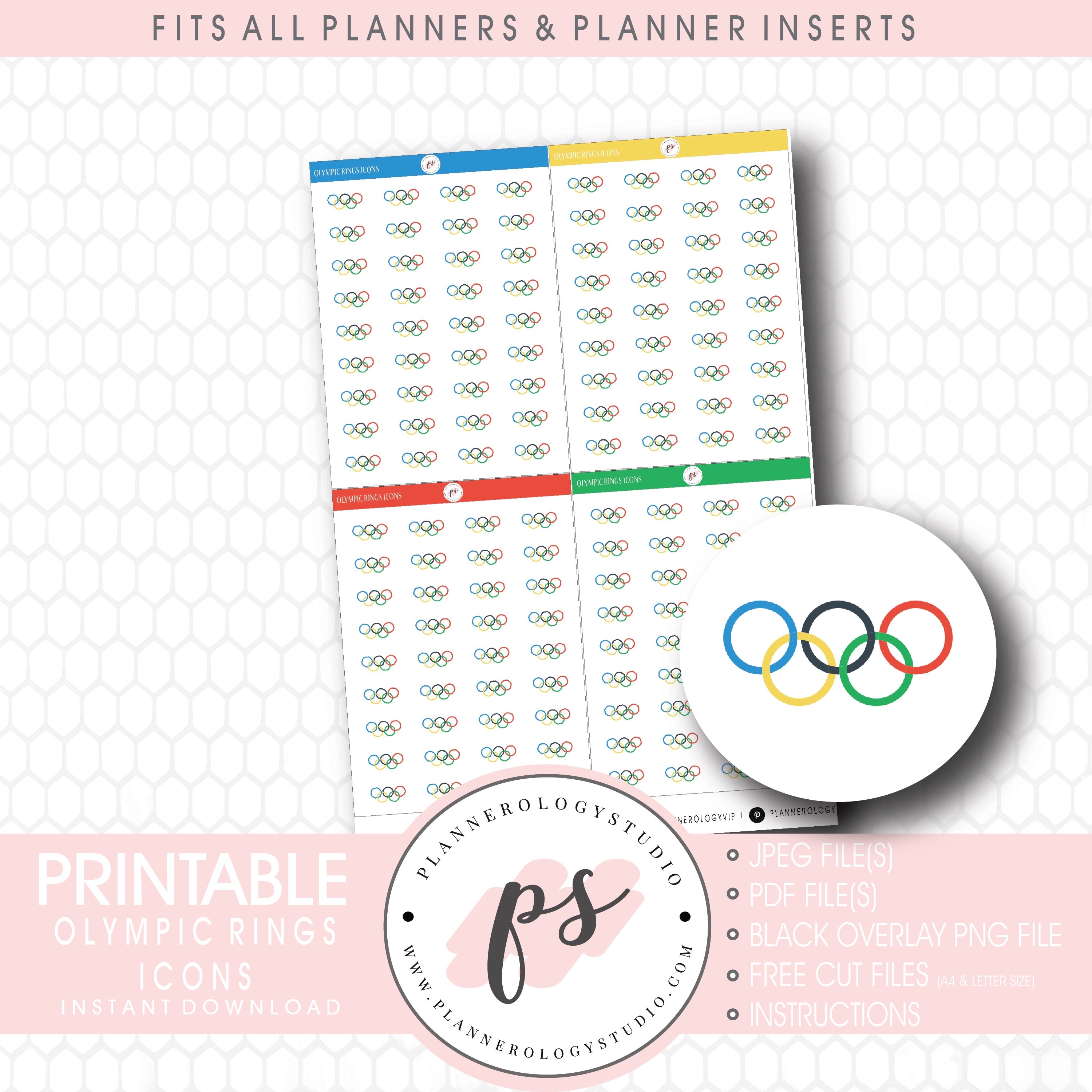 olympic rings bujo emoticon icon digital printable planner stickers plannerologystudio