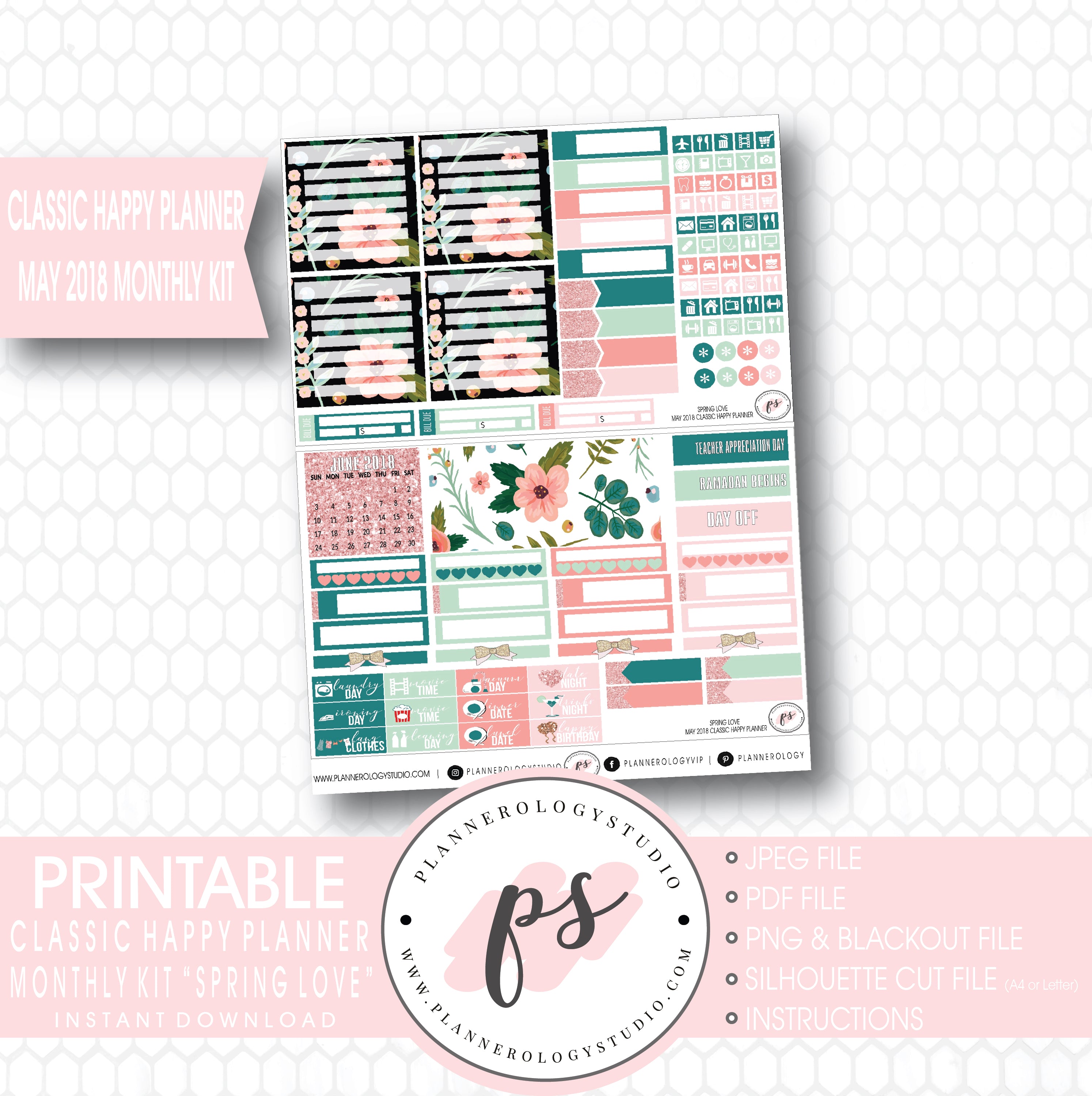 may 2018 monthly planner set