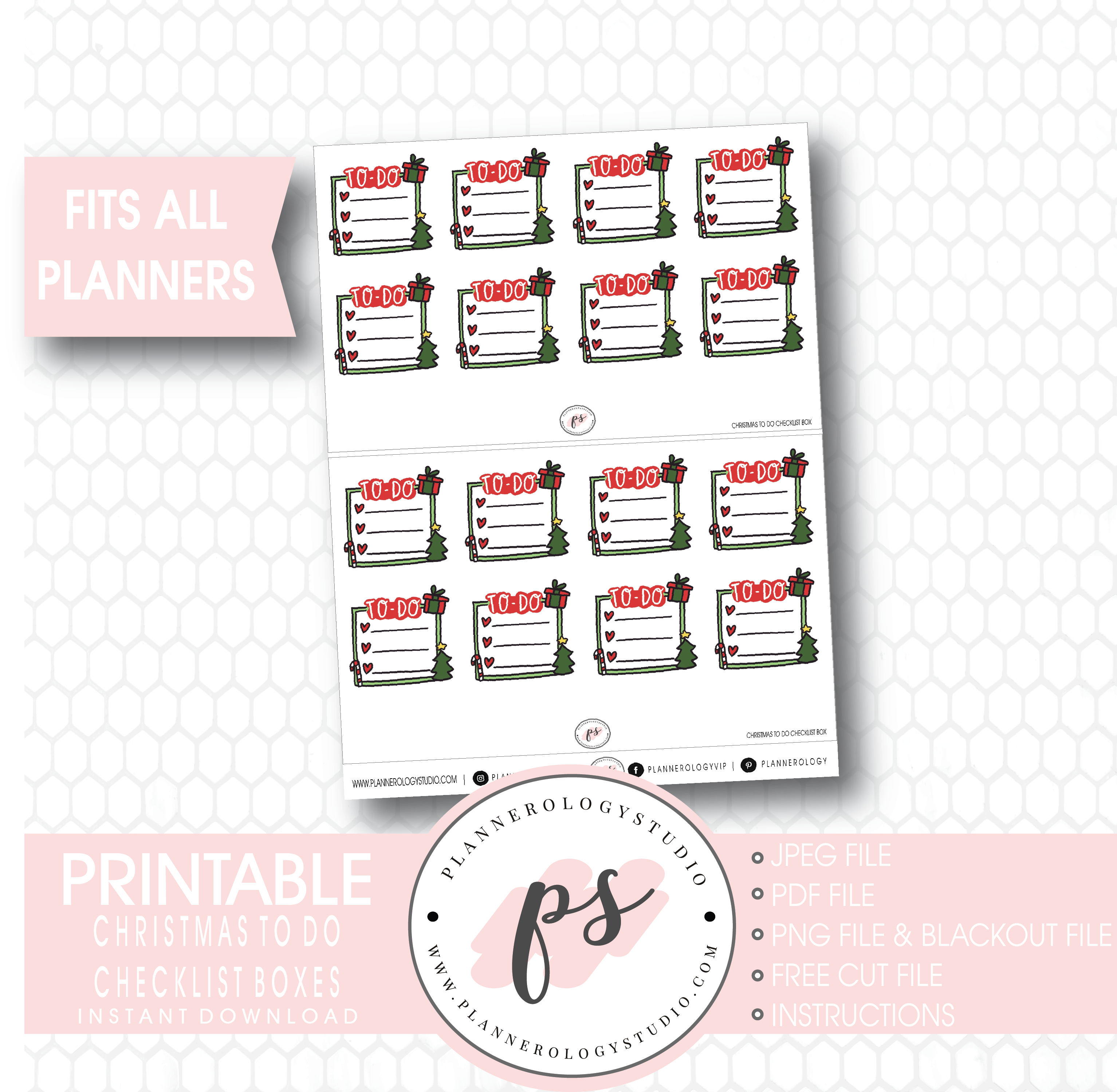 Christmas To Do Checklist Box Digital Printable Planner Stickers