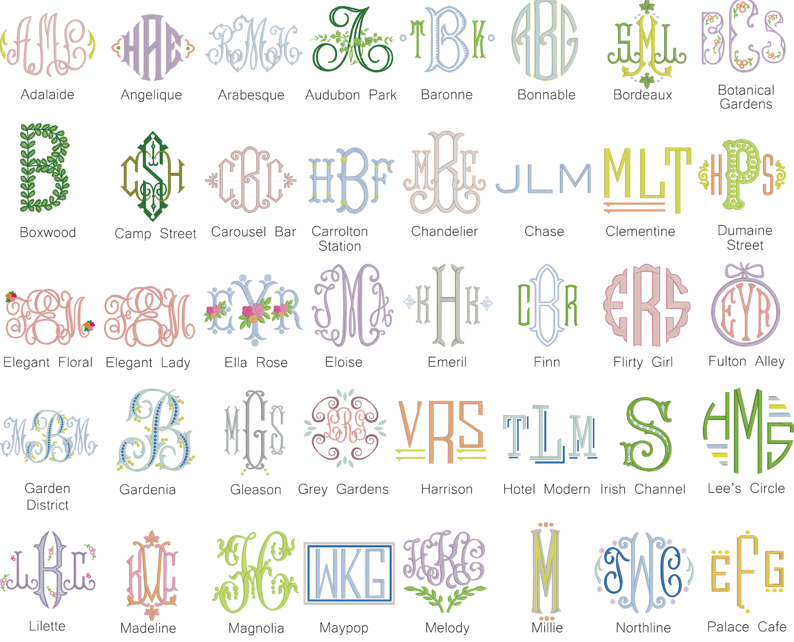 embroidery monogram fonts