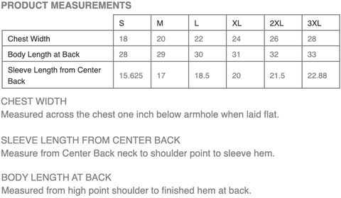 Cotton T-Shirt Size Chart