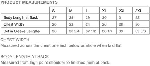 Silent Service Products Long Sleeve Sweatshirt Size Chart