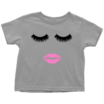 Lipstick Kiss - Lips & Lashes - Toddler T-Shirt - Baby Tee - 10 colors - Size 2T-6T - MADE IN THE USA