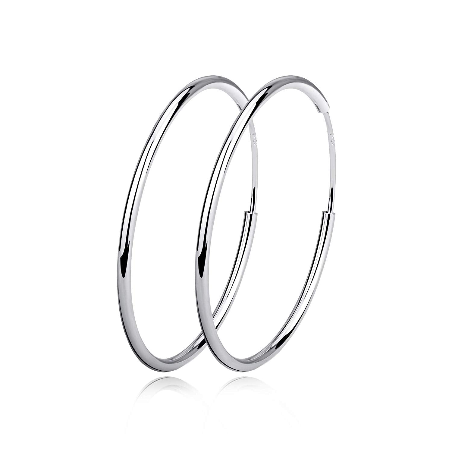 Sterling Silver Circle Hoop Earrings-1