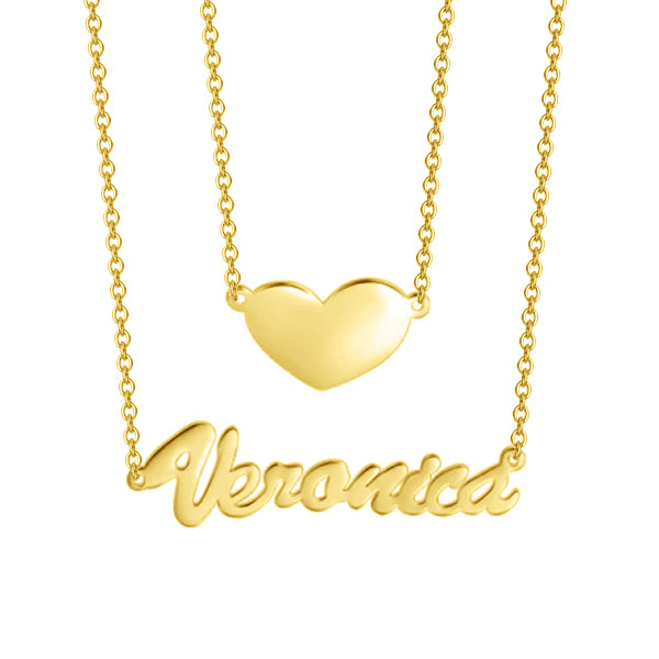 Yafeini Customized Jewelry 14k Gold Two Layers Personalized Heart Name Necklace — Yafeini 