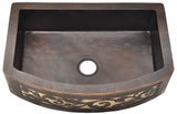 Copper Round Apron Kitchen Sink Silver Design( 30", 33", 36", Various Colors, #CRFS-SILVER)