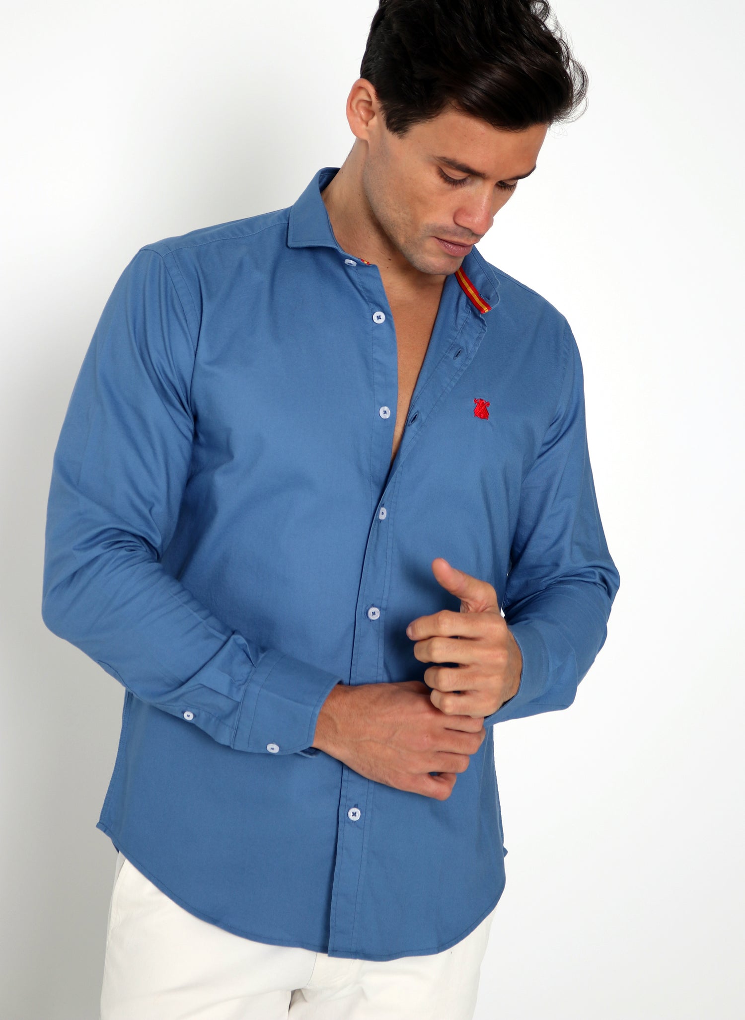 Camisa Hombre Oxford Azul Indigo Cinta España – Capote