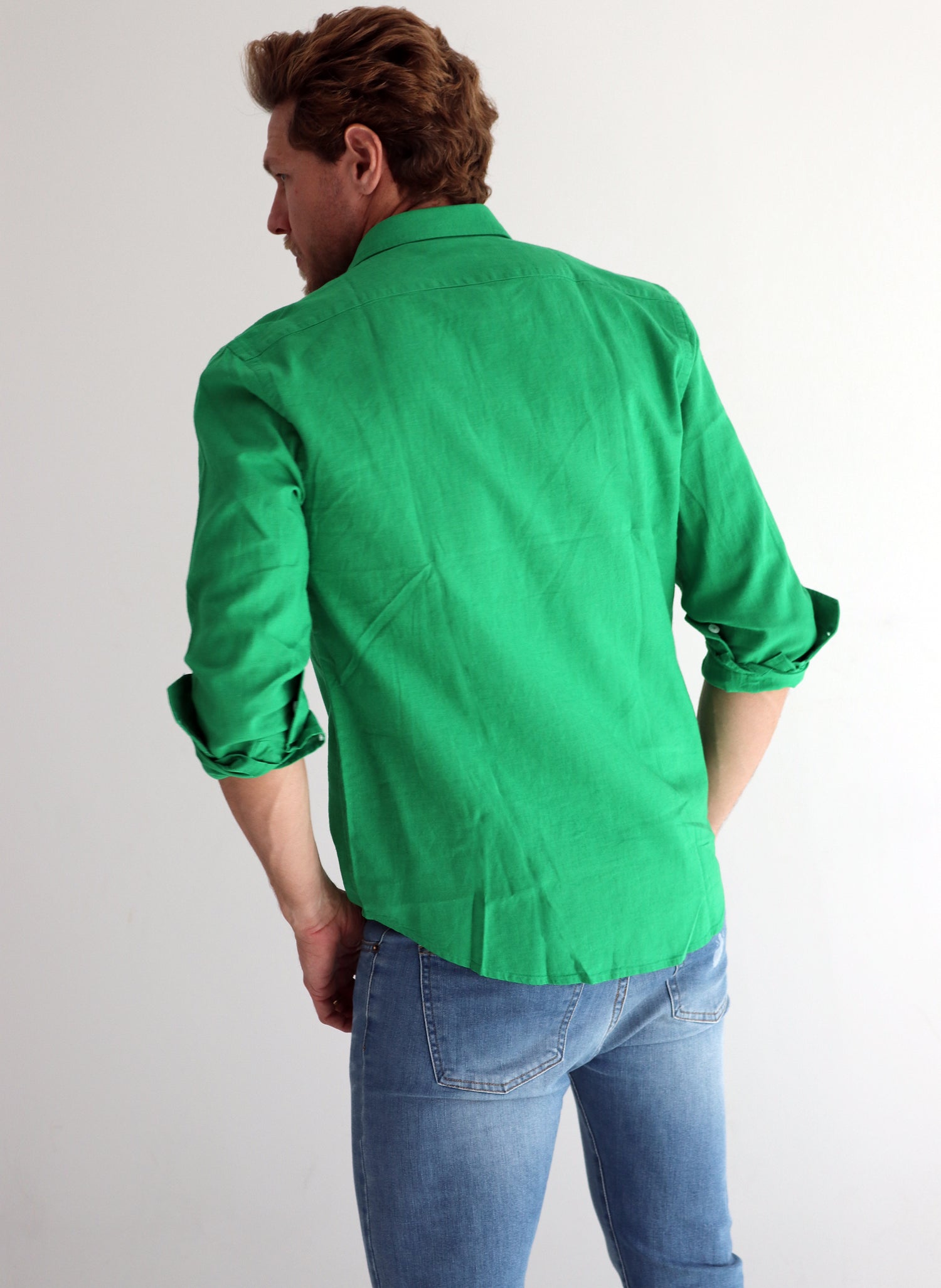 Camisa Hombre Lino Verde Menta – El Capote