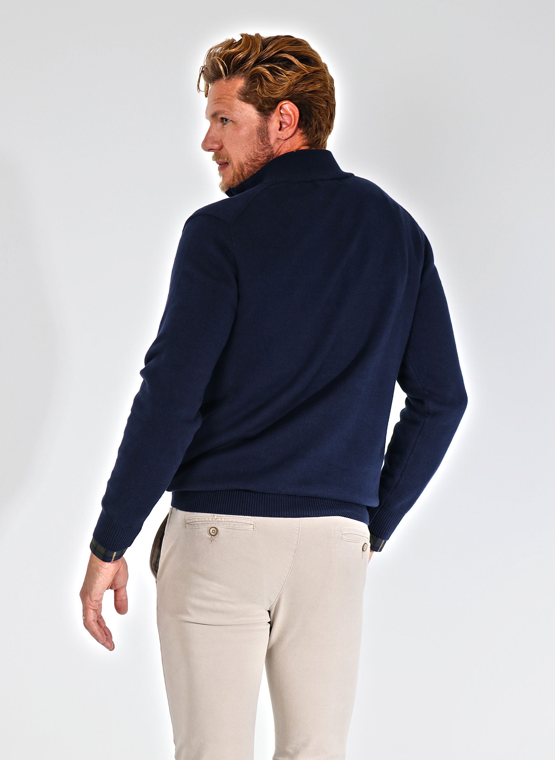 Men's Navy Blue Zip Sweater – El Capote