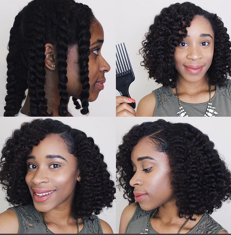 Woman doing a natural twist out | Moisture Love