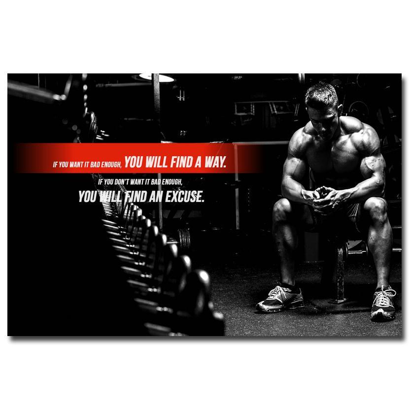 Bodybuilding Motivational  Fitness  Poster  NO EXCUSES Deep 