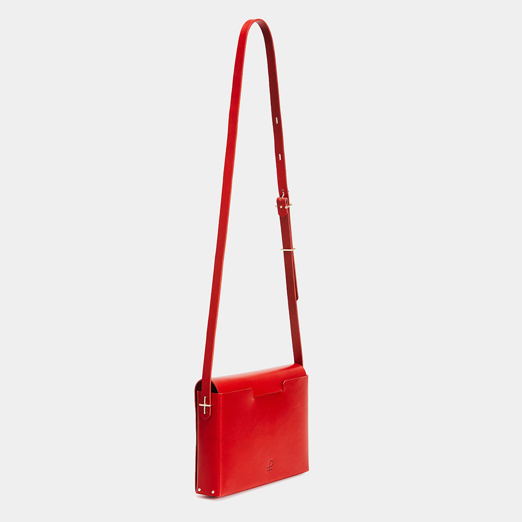 Red Leather Shoulder Bag for Women / Crossbody bag: TOME 2 — Partoem