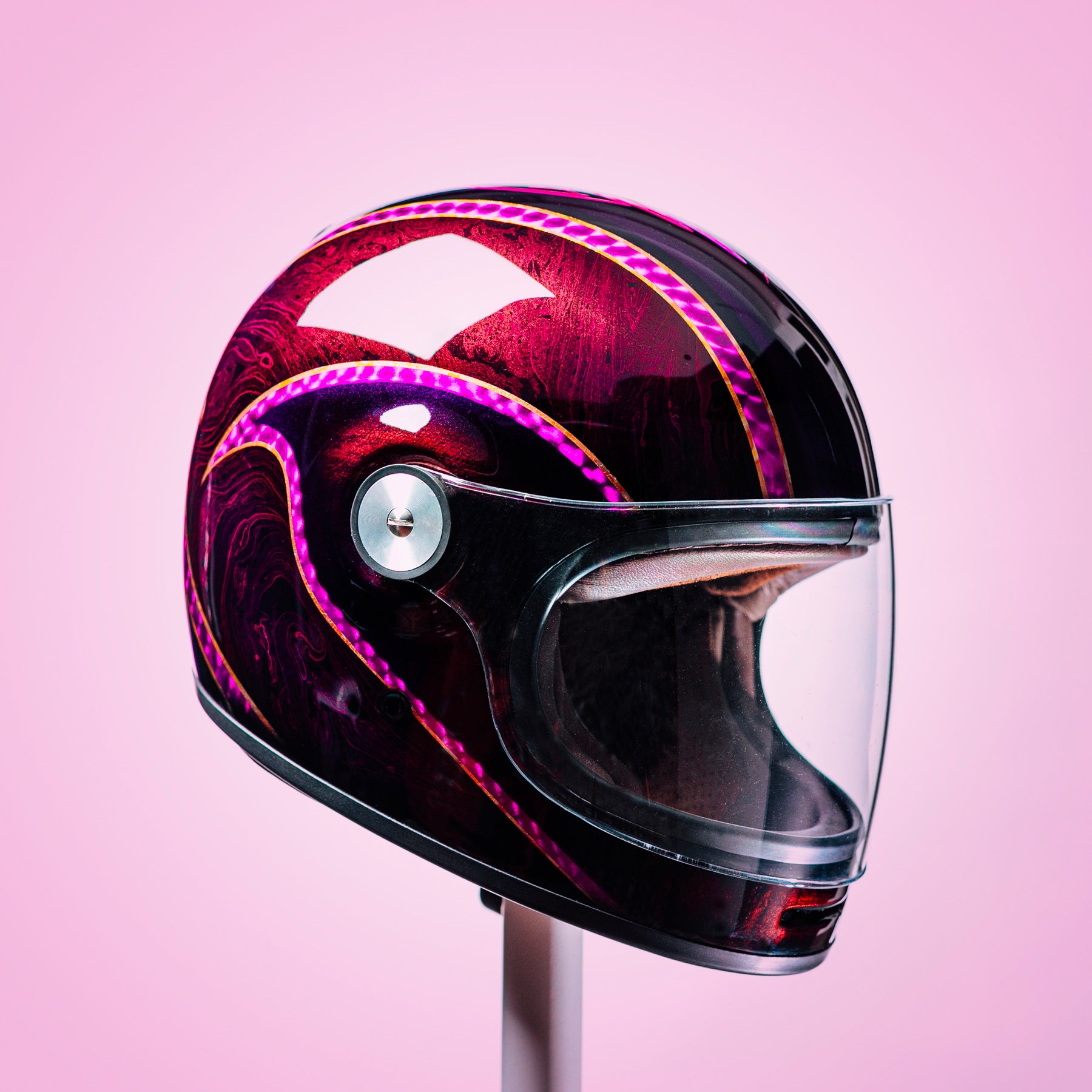 Trippy Ten helmet art show Pittsburgh Glory Daze motorcycle show Kurt Alexa Diserio Bell Helmets Seth Chaney