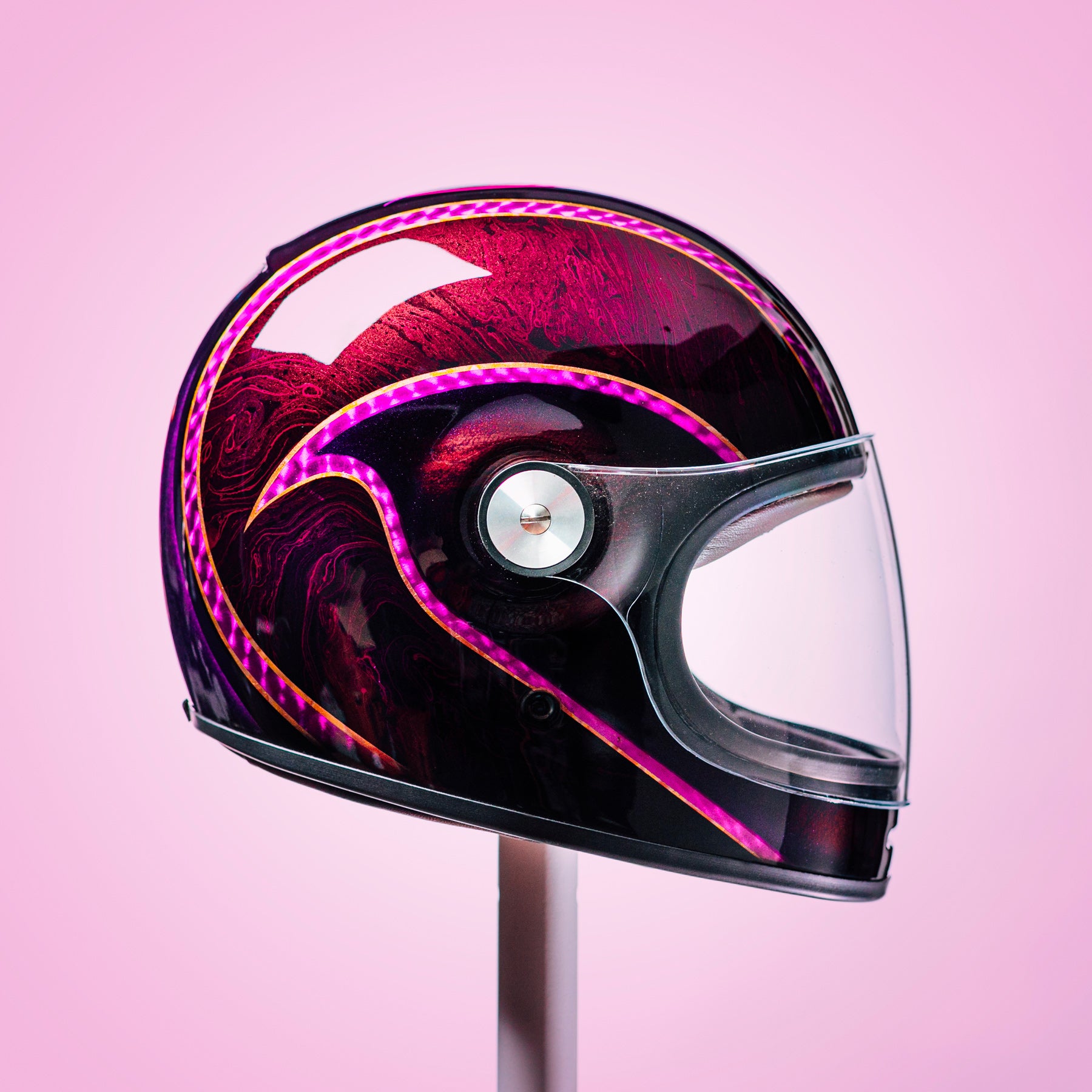 Trippy Ten helmet art show Pittsburgh Glory Daze motorcycle show Kurt Alexa Diserio Bell Helmets Seth Chaney