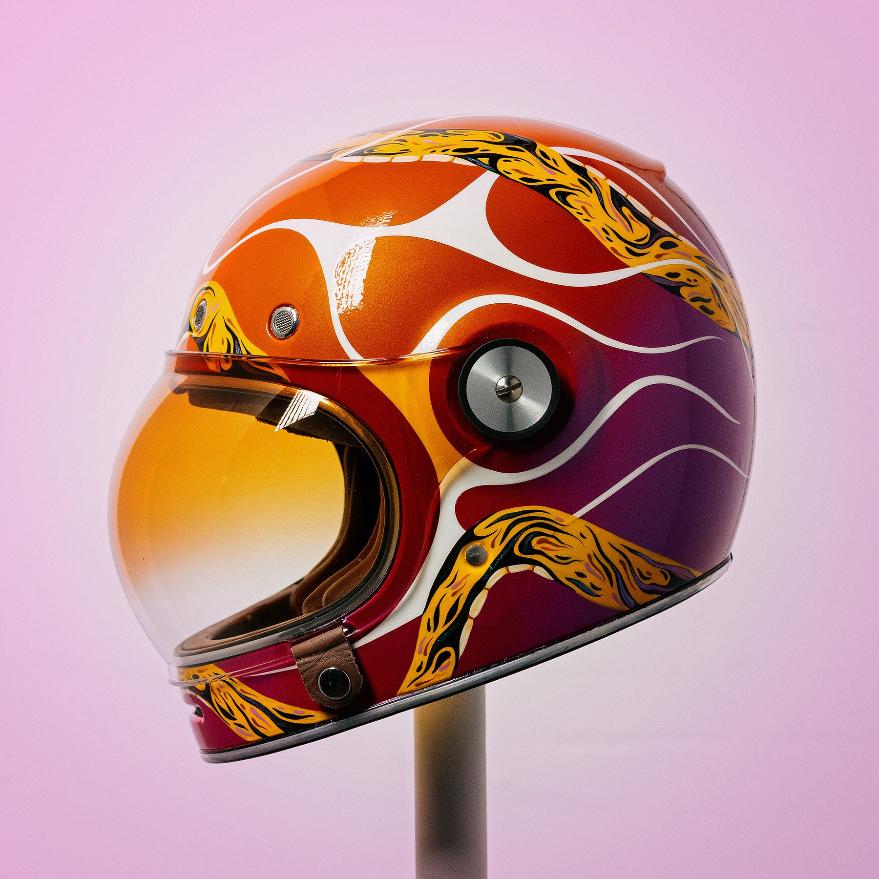Trippy Ten helmet art show Pittsburgh Glory Daze motorcycle show Bell Helmets Jennie Coulson