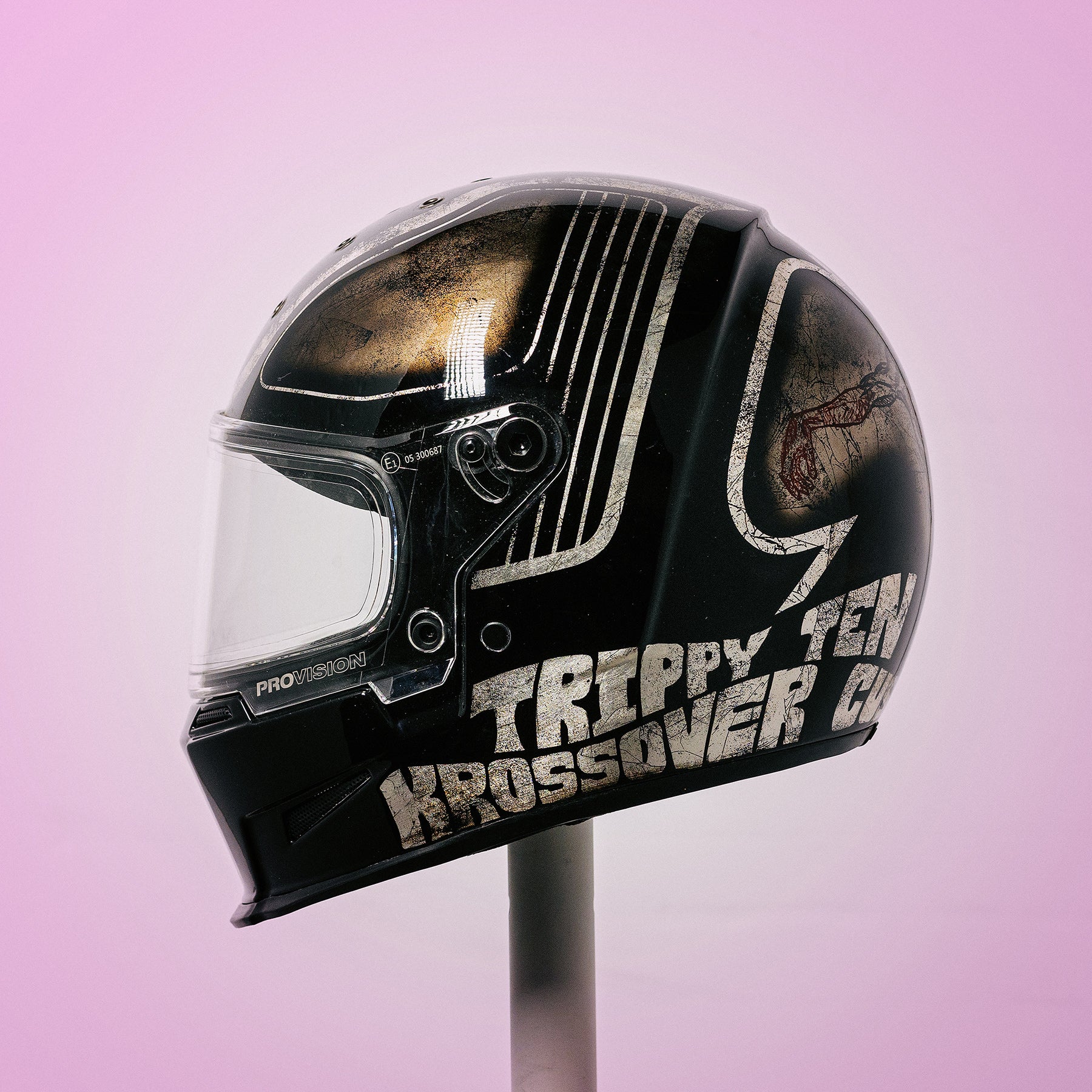 Trippy Ten helmet art show Pittsburgh Glory Daze motorcycle show Bell Helmets Krossover Customs