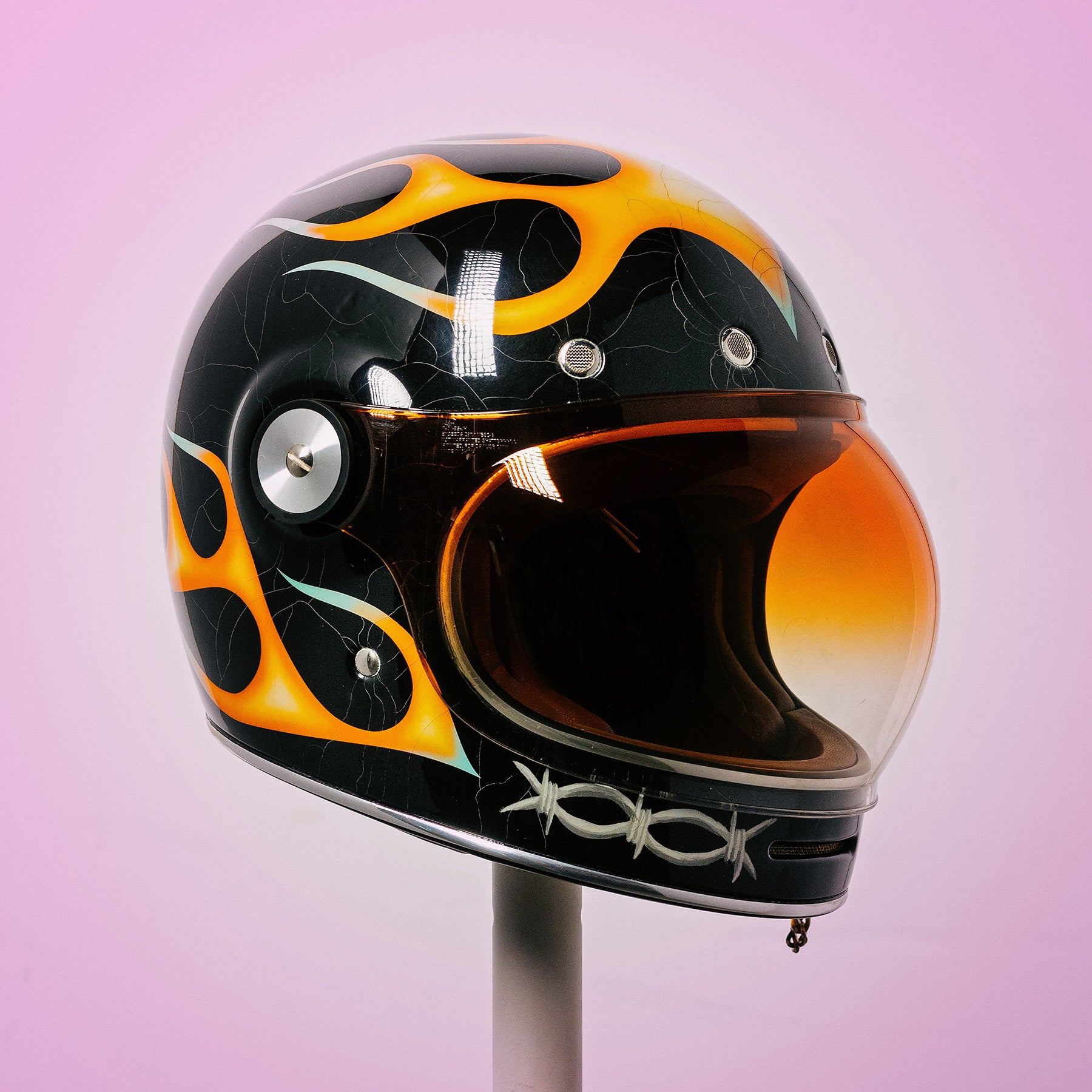 Trippy Ten helmet art show Pittsburgh Glory Daze motorcycle show Bell Helmets Mikey Favacchia