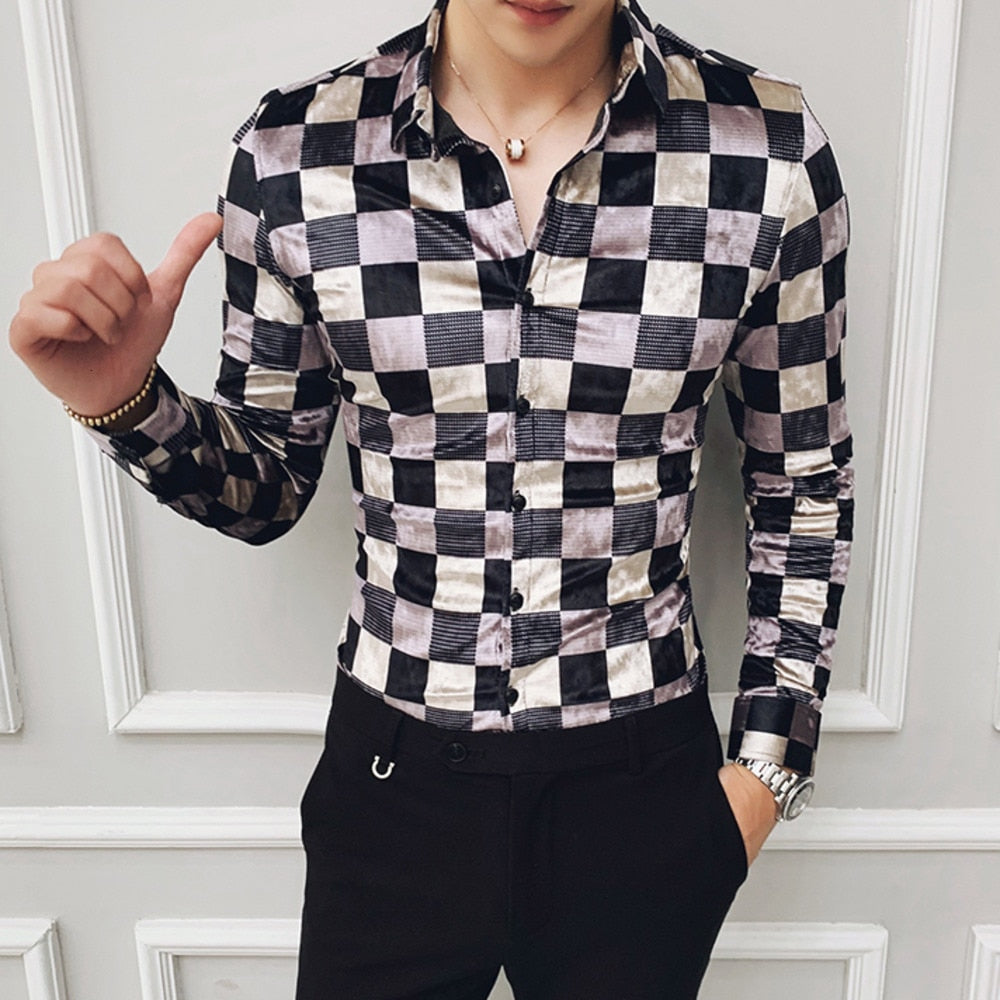 New Men's Black & White Plaid Shirt - Mr Peachy