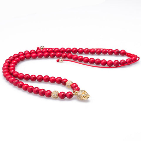 Red Marble Stone Skull Beaded Necklace – Mr Peachy