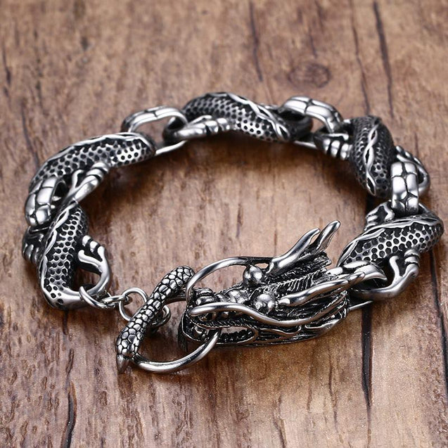 Dragon Bracelet With Twisted Chain - Mr Peachy