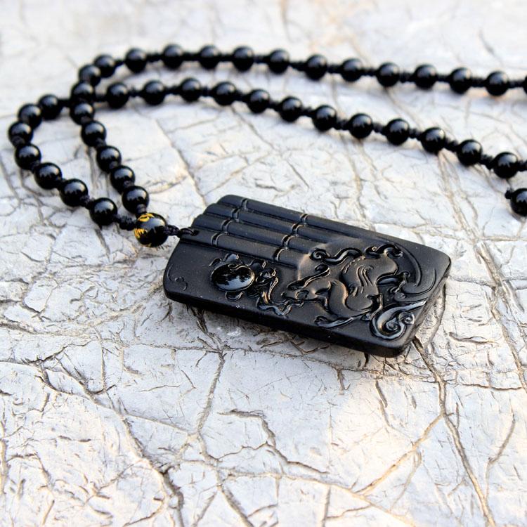 scotland black obsidian necklace dragon