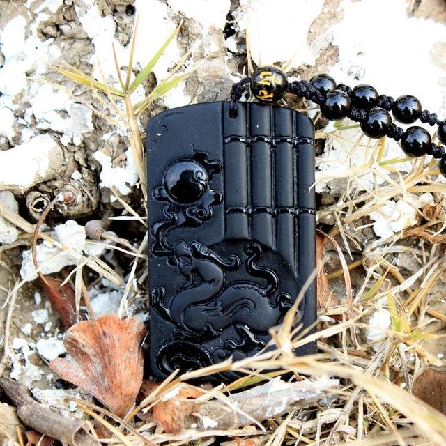 scotland black obsidian necklace dragon