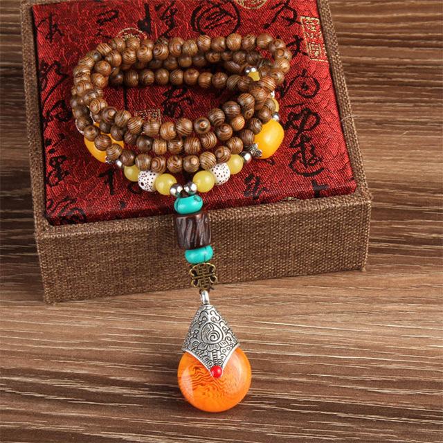 Buddhist Mala Wood Beads Necklaces - Mr Peachy