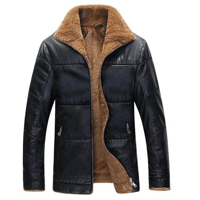 Slim Fit Leather Jacket With Fur Collar - Mr Peachy