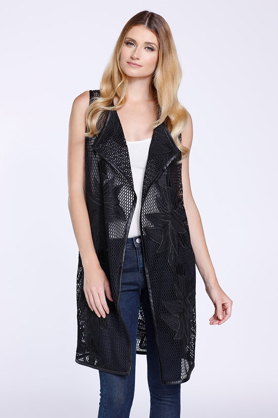 Vegan Leather Cut-Out Vest Black / L