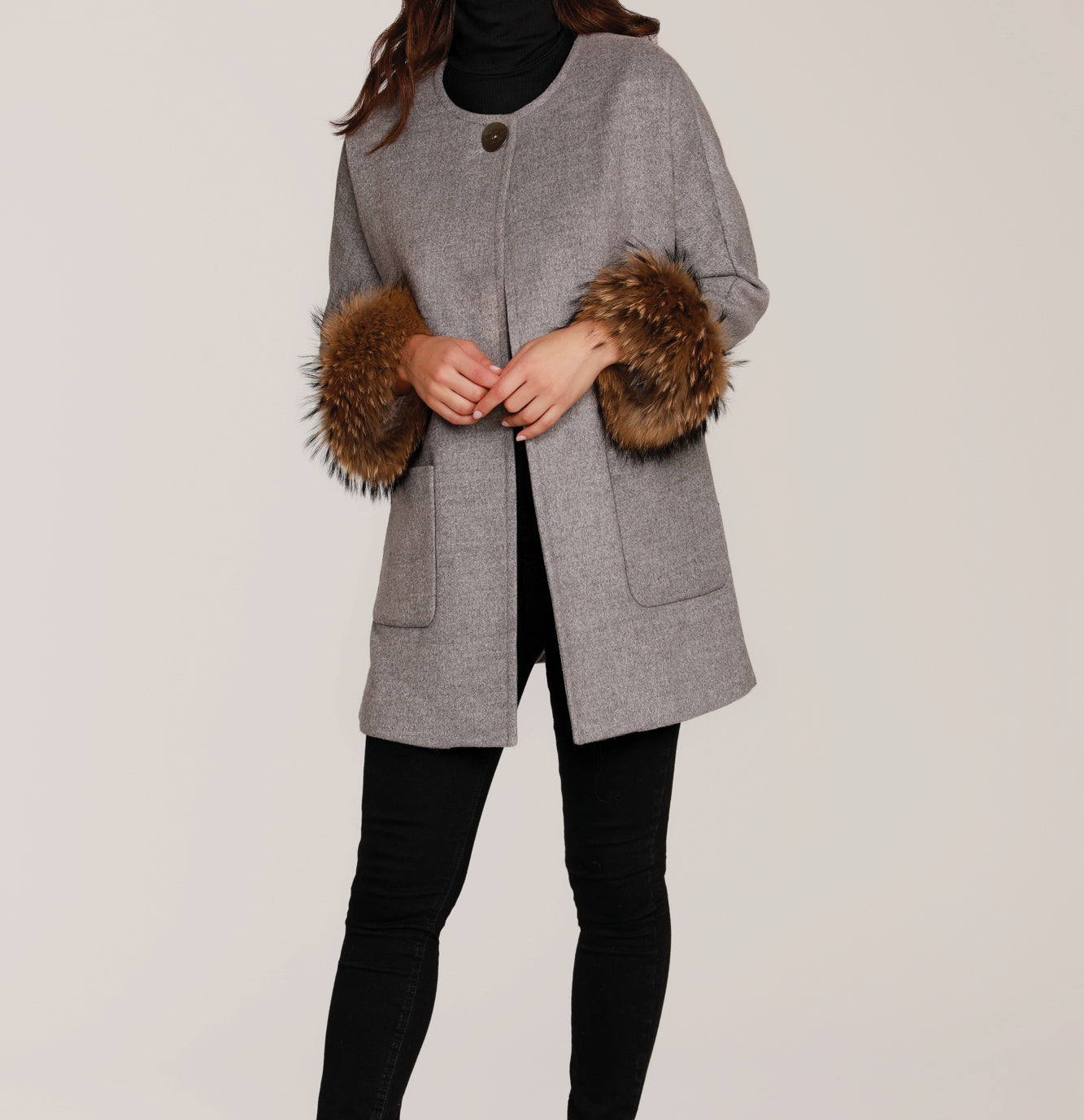 coat with fur cuffs and collar