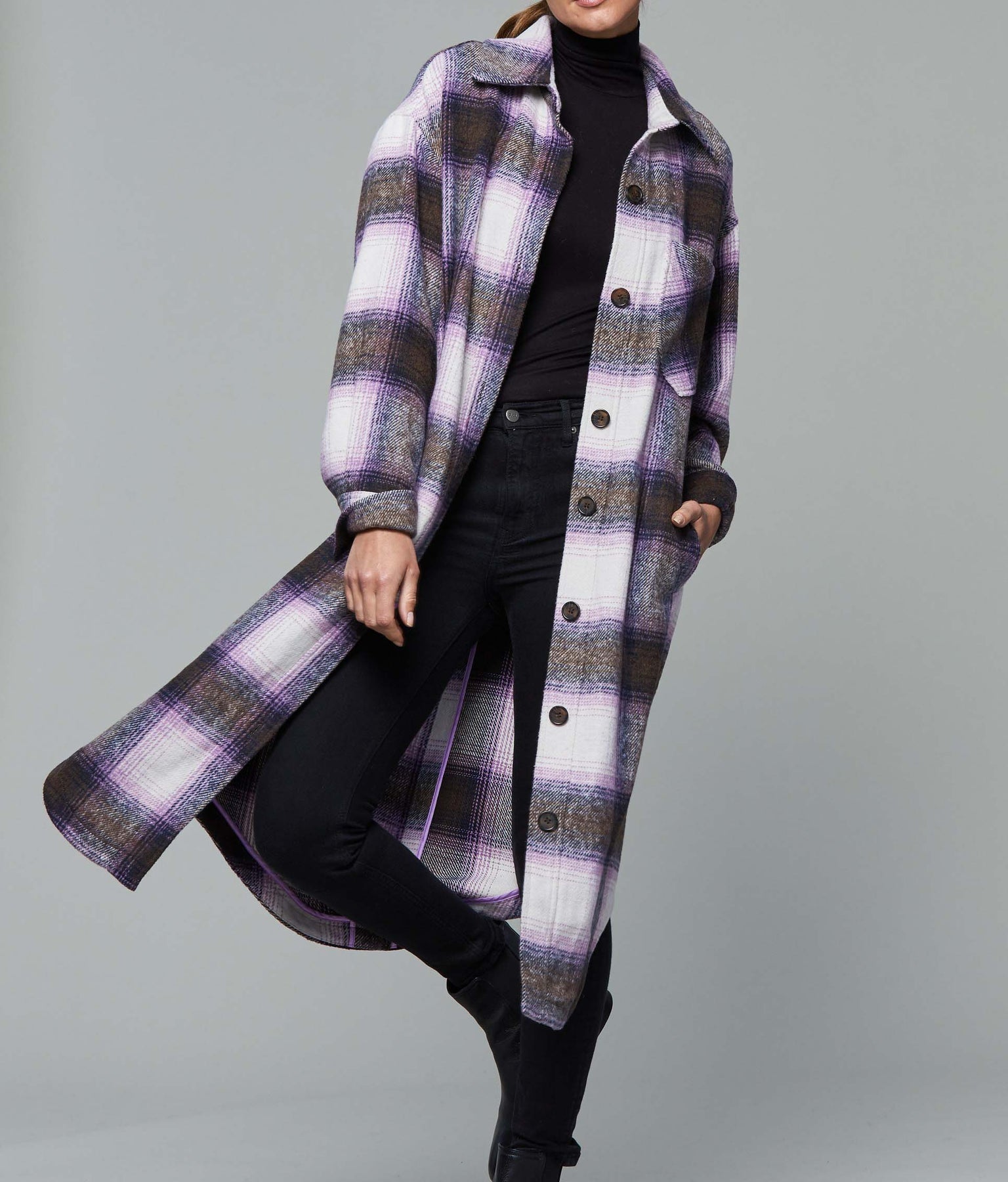 Brushed Flannel Plaid Short Jacket – Dolce Cabo