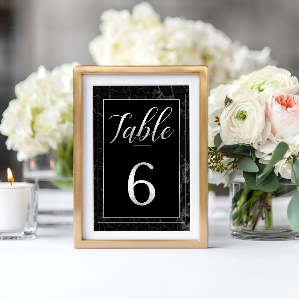 Download Classic Black Marble Table Numbers Bonne Chance Creative