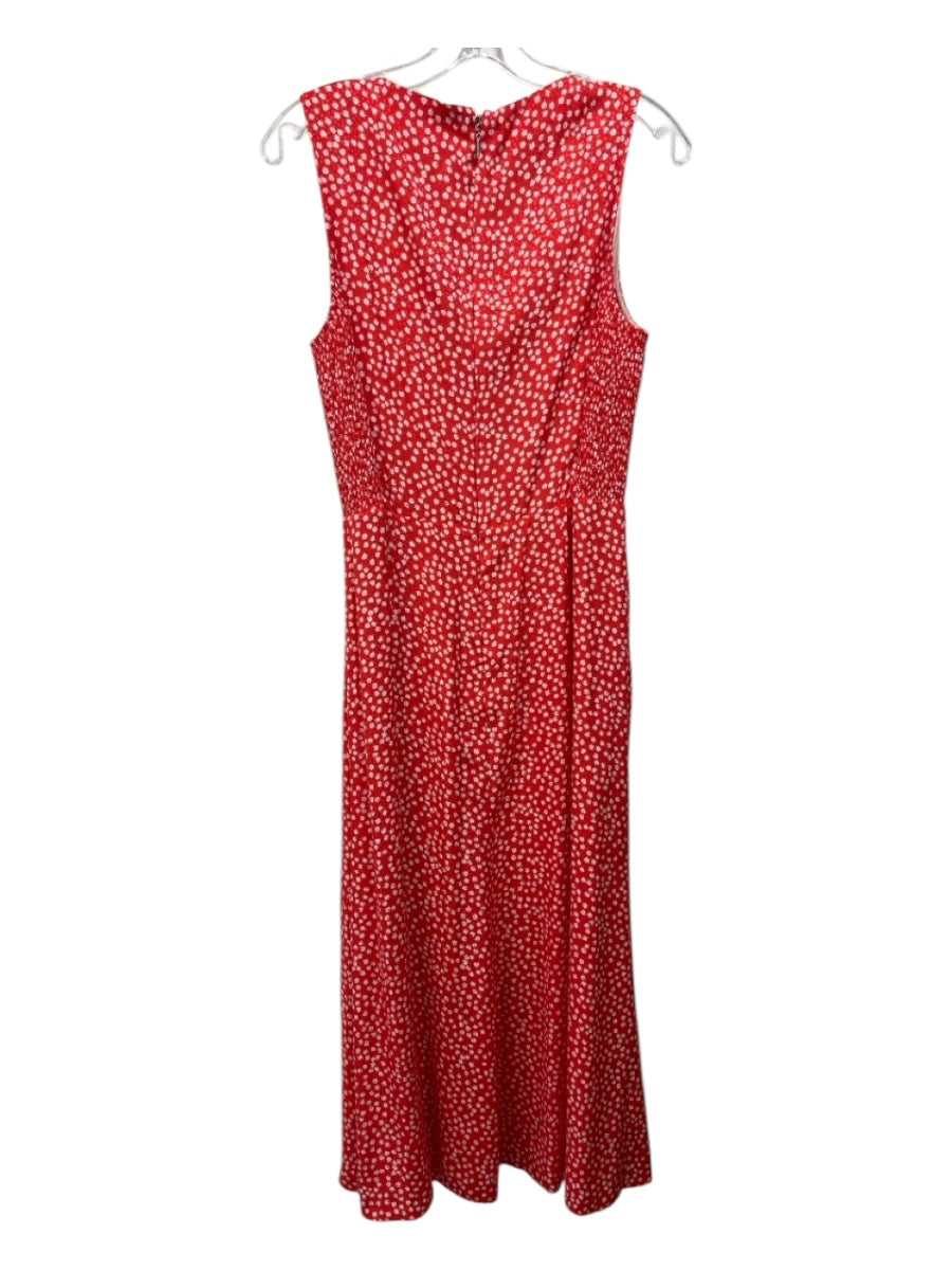 Rebecca Taylor Size 10 Red & White Silk & Viscose Floral Sleeveless Maxi Dress