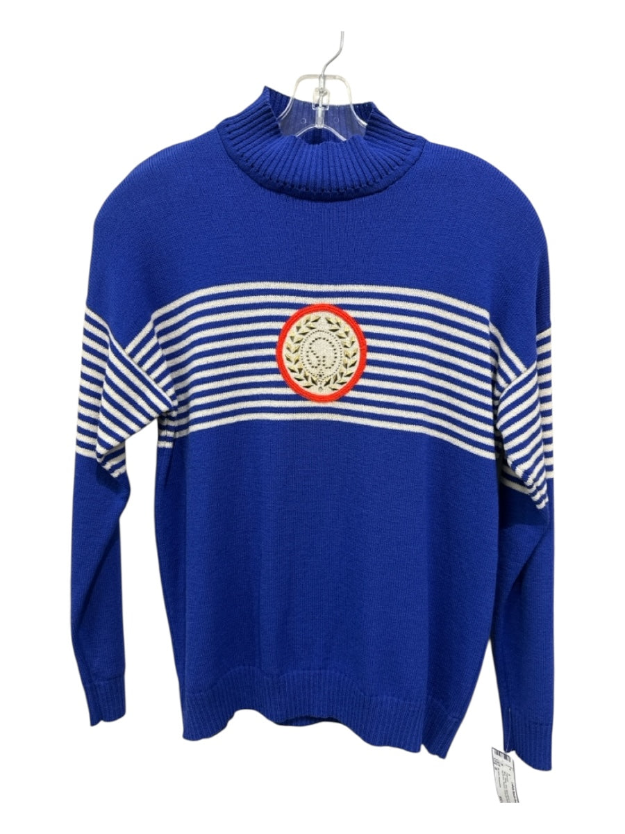 St John Separates Size S Blue, White, Red Wool Blend Gold hardware Sweater
