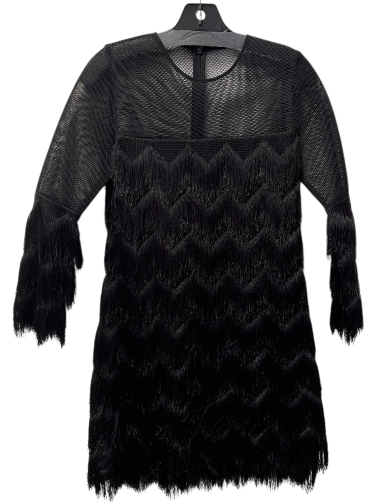 Alexis Size M Black Poly & Spandex Round Neck Long Sleeve Sheer Detail Dress