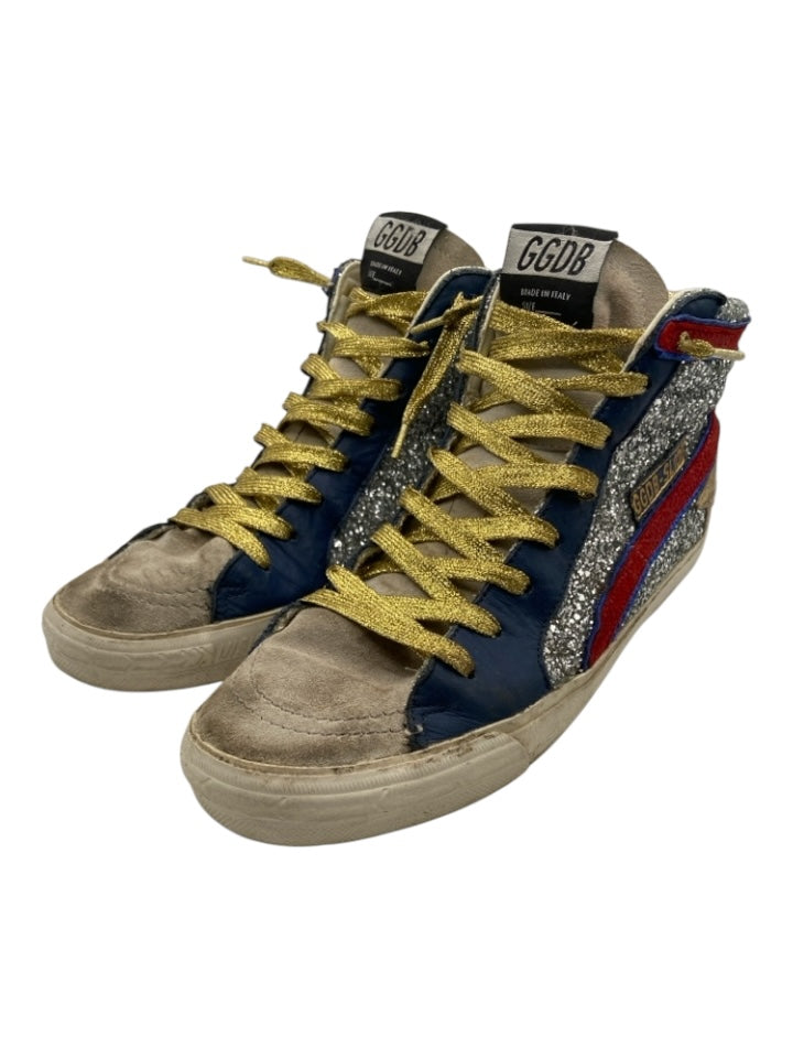 Golden Goose Shoe Size 41 Silver, Gold, Red, Blue textile upper Glitter Sneakers