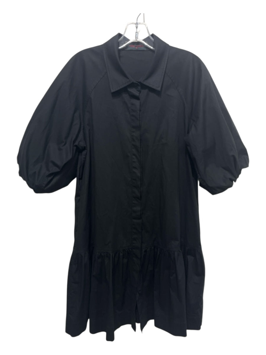 Kirna Zabete Size Medium Black Cotton & Spandex Short Balloon Sleeve Dress